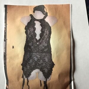 Black Lace Halter Lingerie Set- valentines is here soon